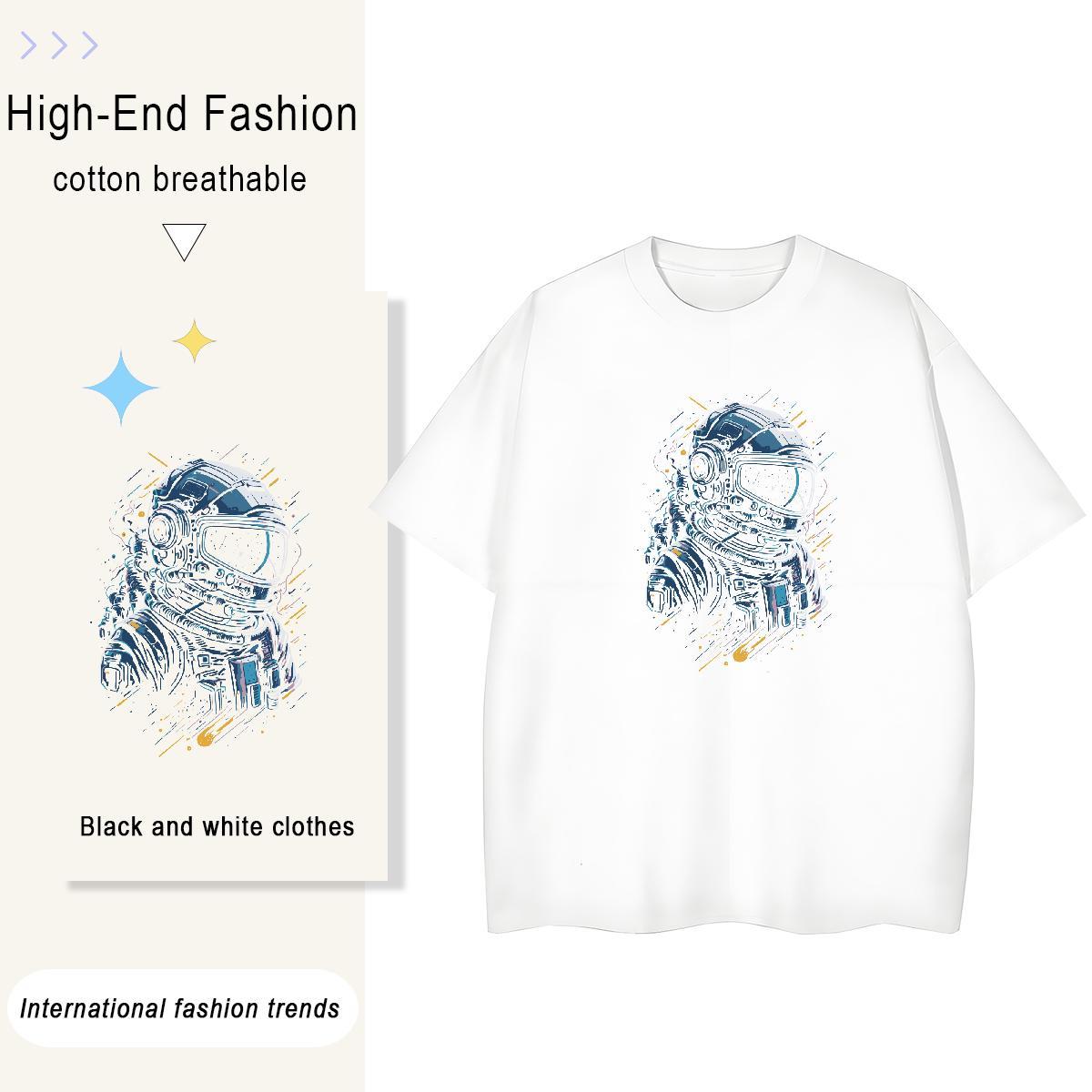 Wholesale Womens Tshirts 230g Cotton universe Sports Street Wear Womens T Shirts Crew Neck Breathable Anime Oversized Tops Tees