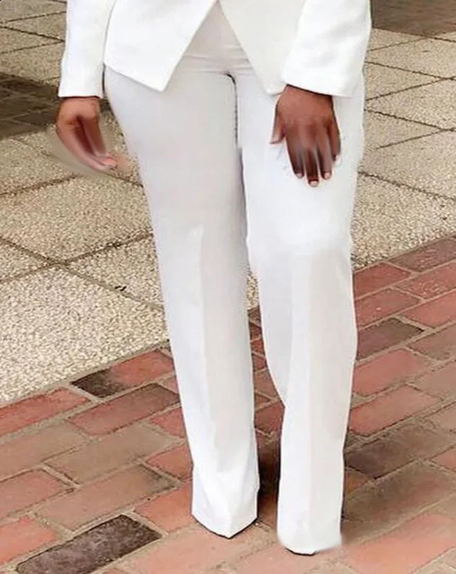 Office Womens Two Piece Womens Set 2024 Spring Fashion Long Sleeve Double Chest Jacket and Ordinary Elegant Pants Set 240823