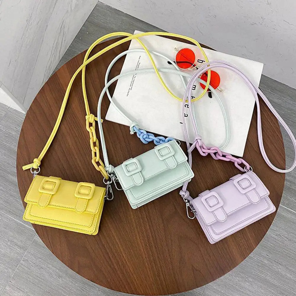 Mini Small Messenger Bags For Women Girl Chain Purse PU Leather Handbag Ladies Crossbody Summer Yellow 240822Z