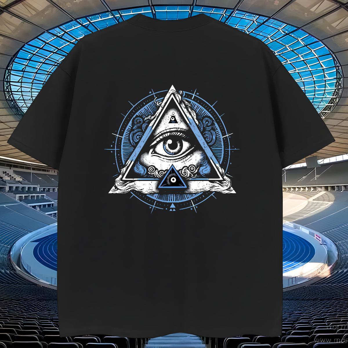 TOP Quality Mens T Shirts 230g Pure Cotton eye of the devil High Street Hip Hop Custom Printing Crew Neck Breathable Men Tees New Clothings