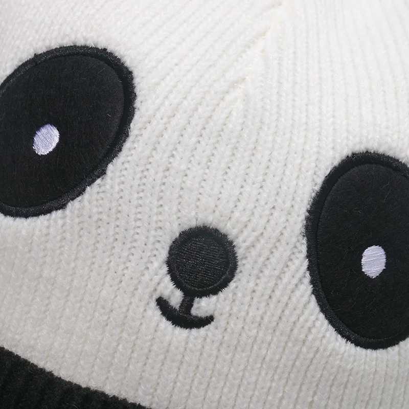 New cartoon animal panda hat Kawaii unisex fashion wool hat knitted zipper hat autumn and winter accessories W240827