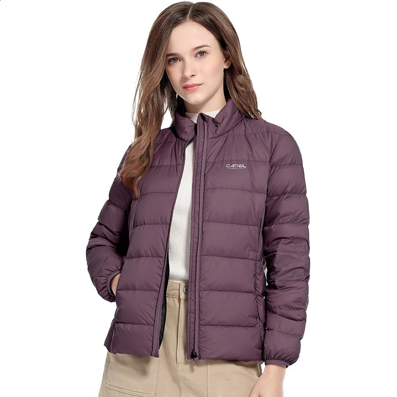 Jinjin satin outdoor down jacket womens winter windproof and warm mens lightweight standing clothing 240822