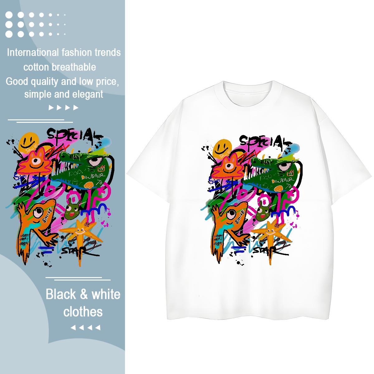 Free Shipping Lady T shirt 230g Pure Cotton cartoon Beach T Shirts Women Breathable Custom Printed Clothings