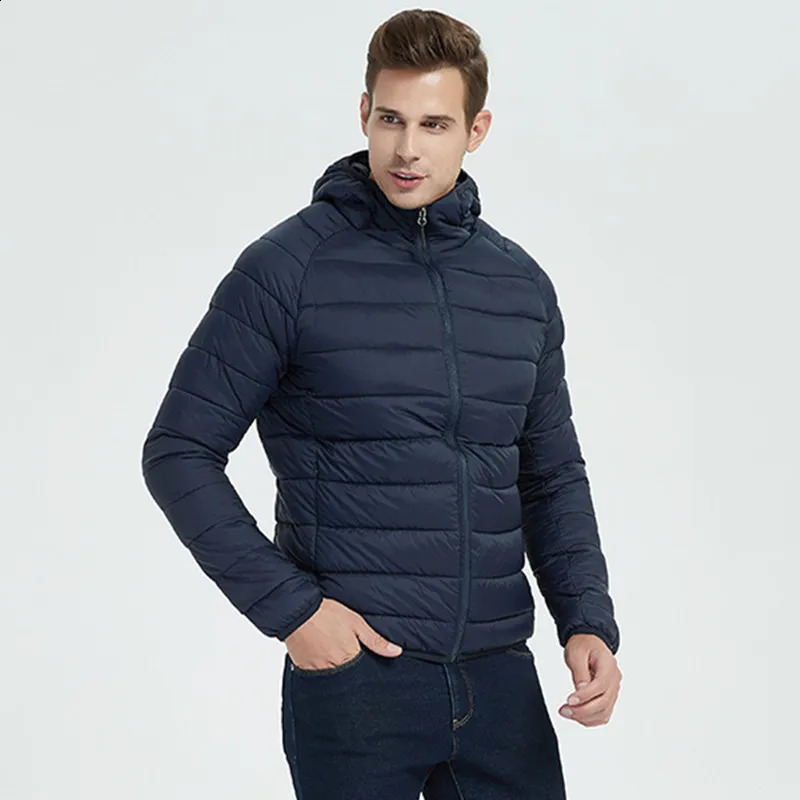 Mens hiking cotton jacket hooded lightweight Parkas zipper pocket fashionable casual apron and coat mens winter 240822