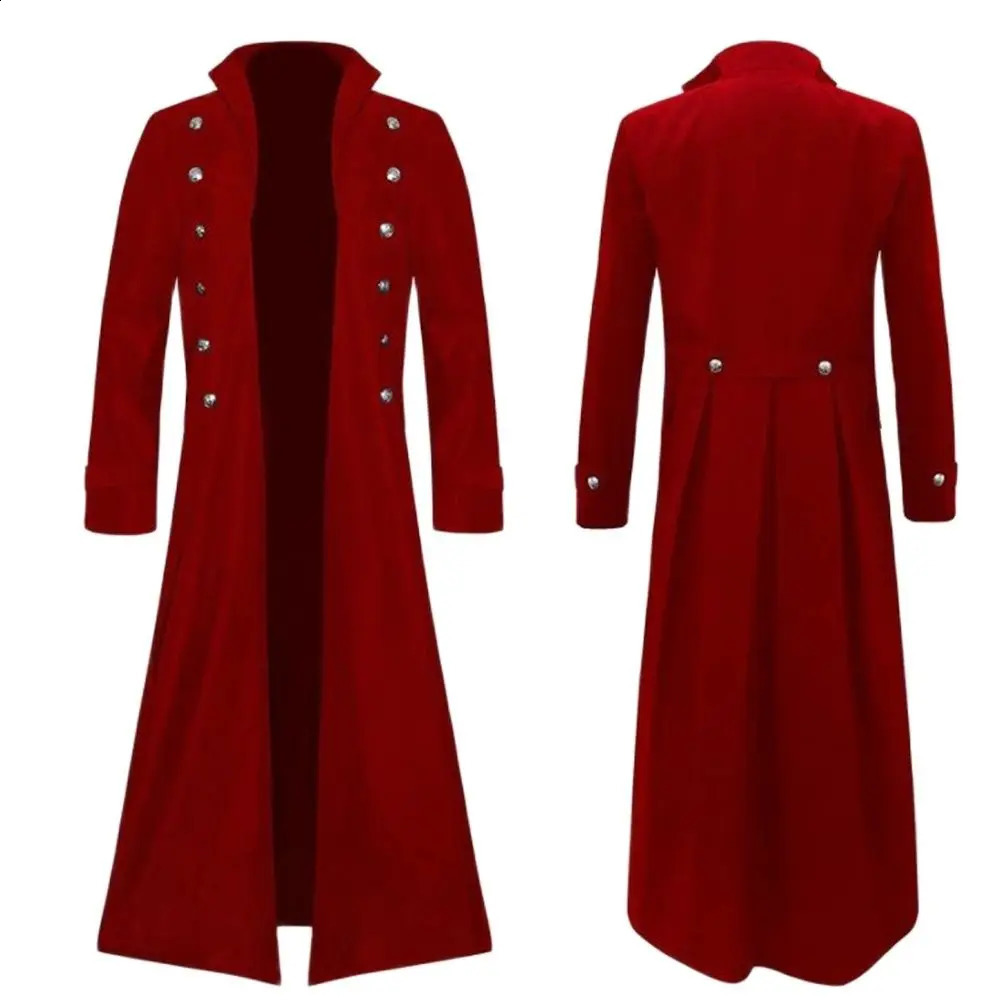 Vintage Medieval Costumes Steampunk Gothic Black Long Jacket Coat Cosplay Pirate Halloween Outfit Mens Trenchcoat 240822