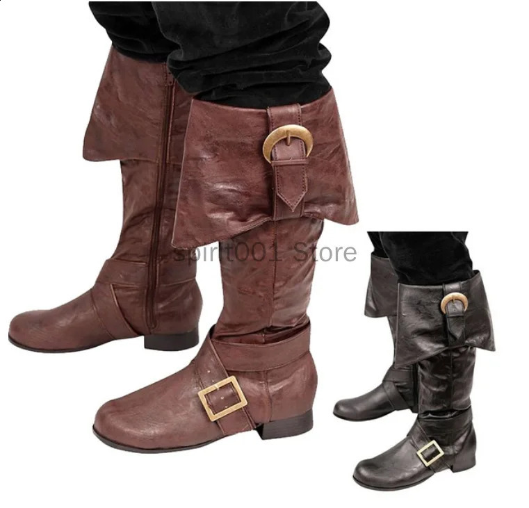 Adult medieval pirate soldier role-playing knight boots Halloween fashion buckle shoes retro party high heels 240823