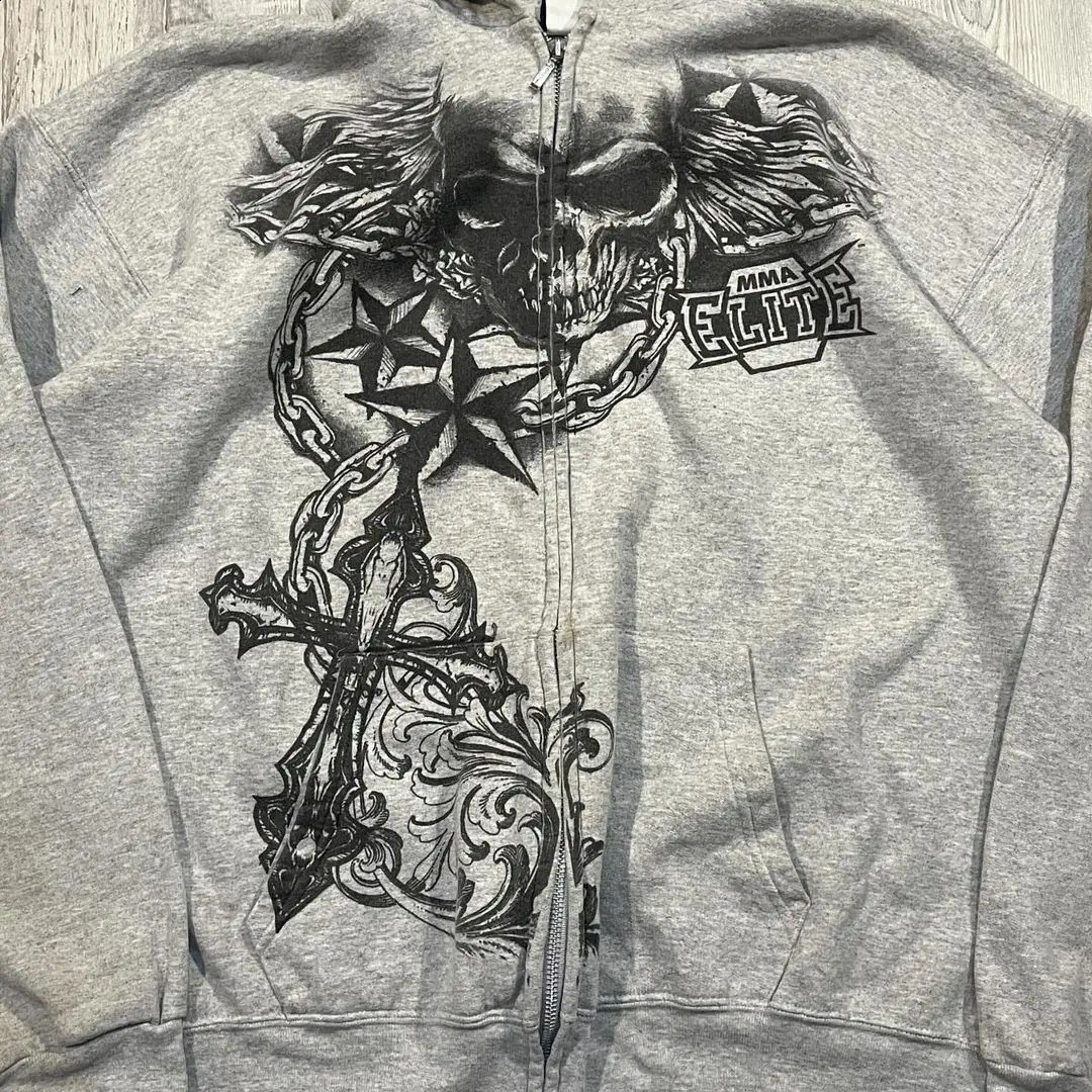 Y2k Hoodie Gothic Skull Pattern Printing Hip Hop Casual Sweatshirt Selling Personality Retro Hoodies Womens Mens Streetwear 240812