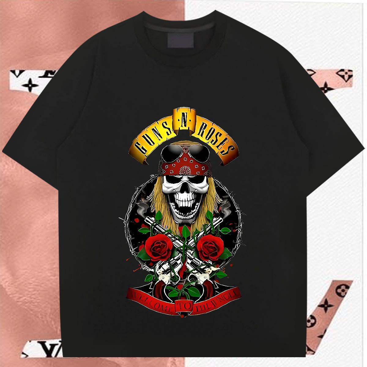 Unisex T-Shirts 230g Cotton skull Spring Summer Cartoon Print Breathable Crew Neck Men Tops Tees 2024 Summer Wear
