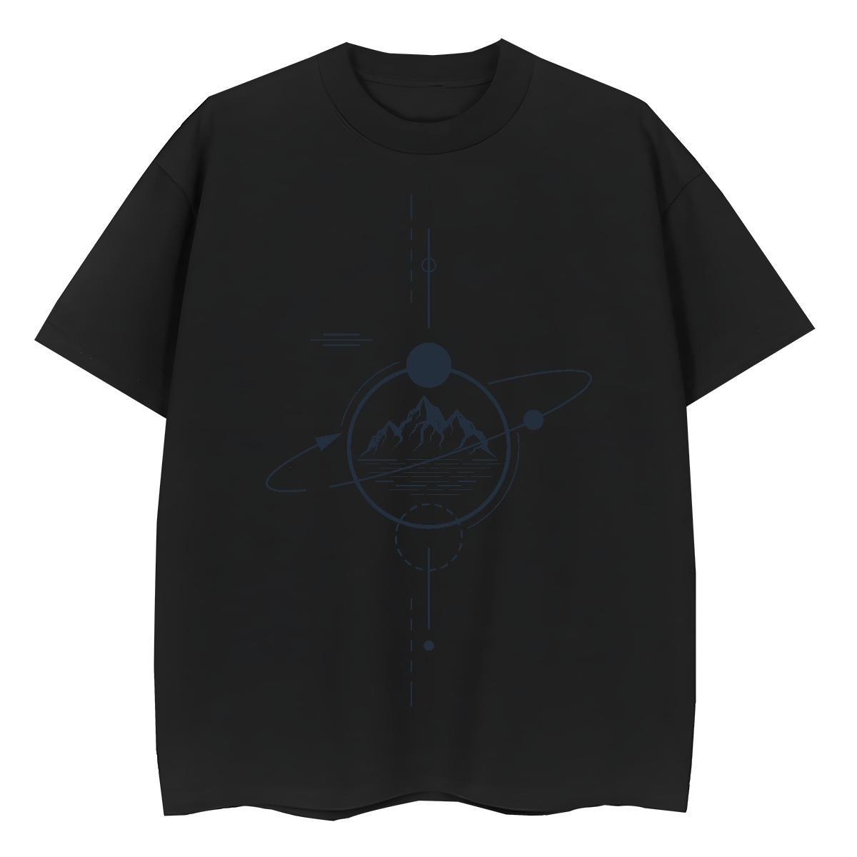 Popular Tshirt for Man Woman 100% Cotton 230g mountains High Street Hip Hop T-Shirts Comfortable Black Oversized Tees Shirts