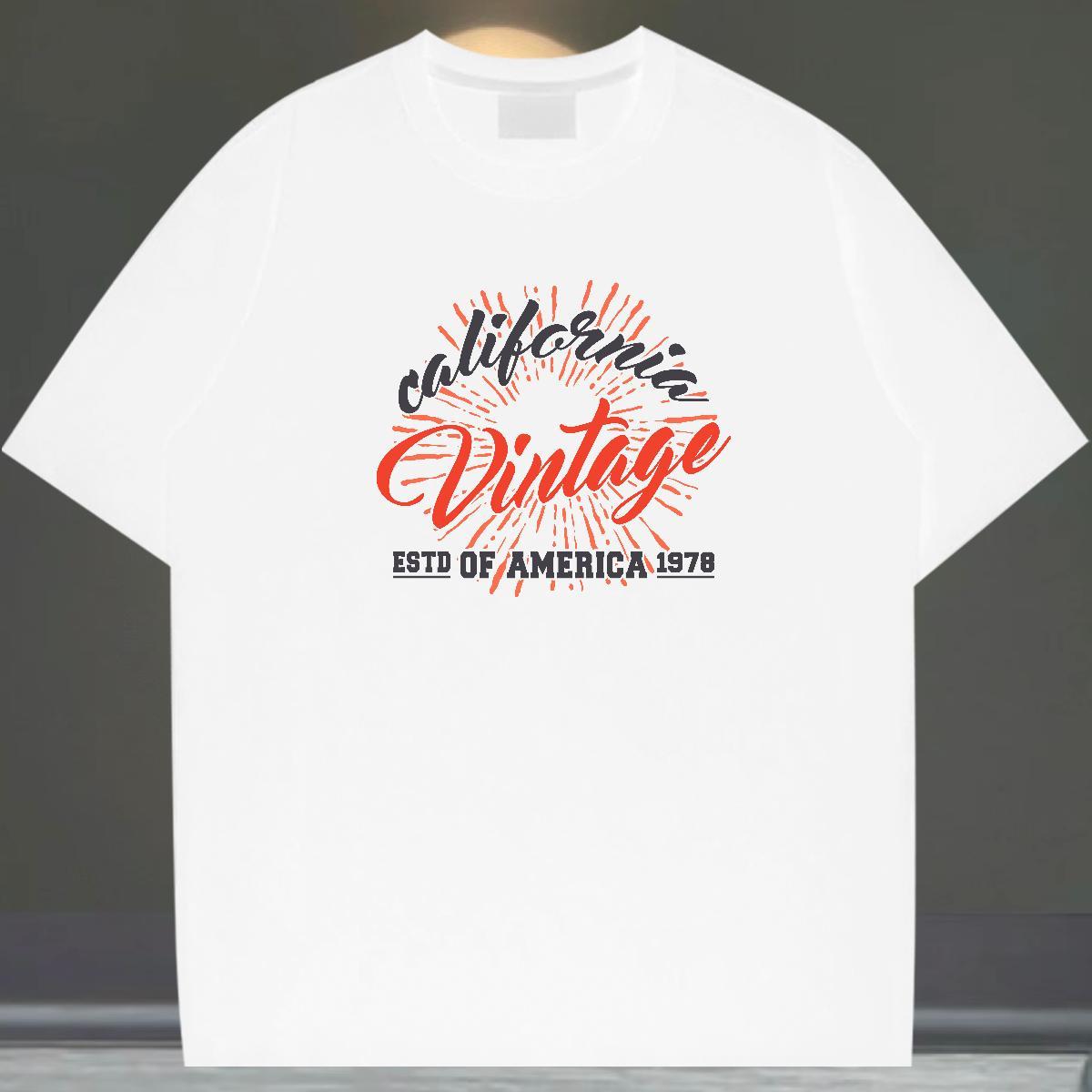 Classic T-Shirts 230g Cotton letter Casual Beach Oversized 4XL Breathable Short Sleeve Tshirts 2024 Tops