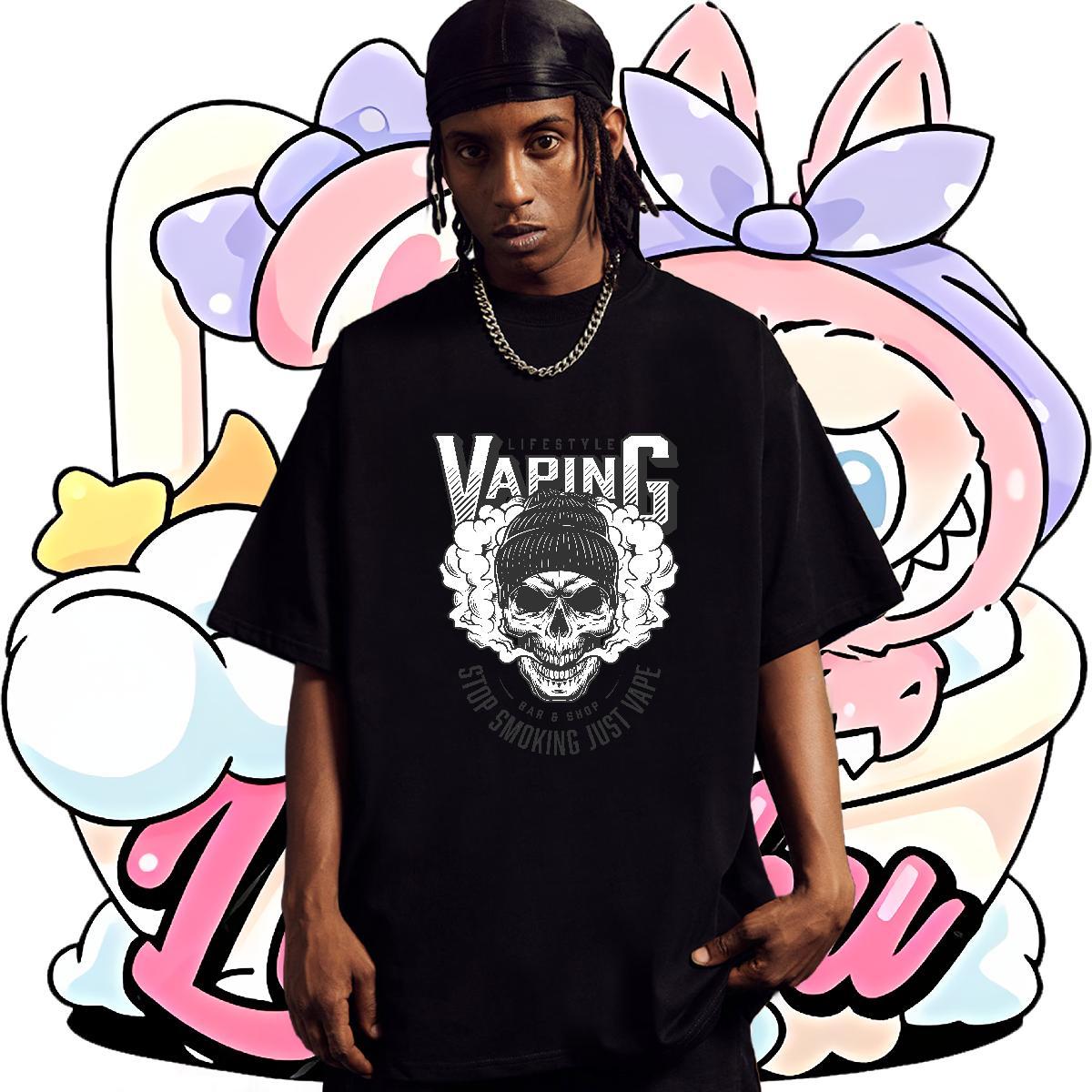Classic T shirt 230g 100% Cotton skull Outdoor DIY Printed Short Sleeve O-Neck Tshirt for Man Woman New Designer Tees Shirts