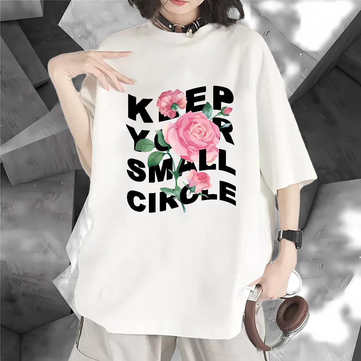 Loose Women Tees 100% Cotton 230g letter Street T Shirt For Woman Short sleeve Soft Anime Oversized Tops Shirt