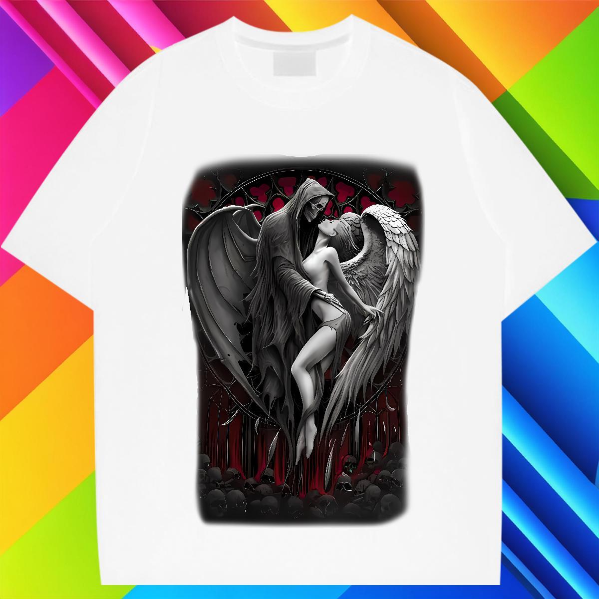 Loose T Shirt For Man 230g Pure Cotton skull Street wear Hip Hop Black Oversized Breathable Short Sleeve Mens Tshirts New Designer Clothings