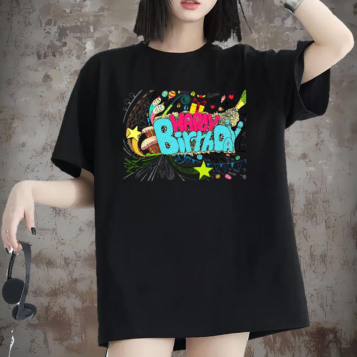 Free Shipping Womens Tshirts 230g Pure Cotton letter Sports Street Wear T Shirt For Woman Crew Neck DIY Anime Tops Shirt