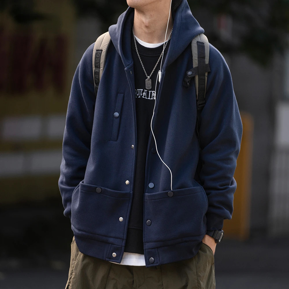 Streetwear Hoodie Fall Winter Fashion Thick Cardigan Men Clothing Harajuku Casual Oversized Sweatshirts Coat 240823