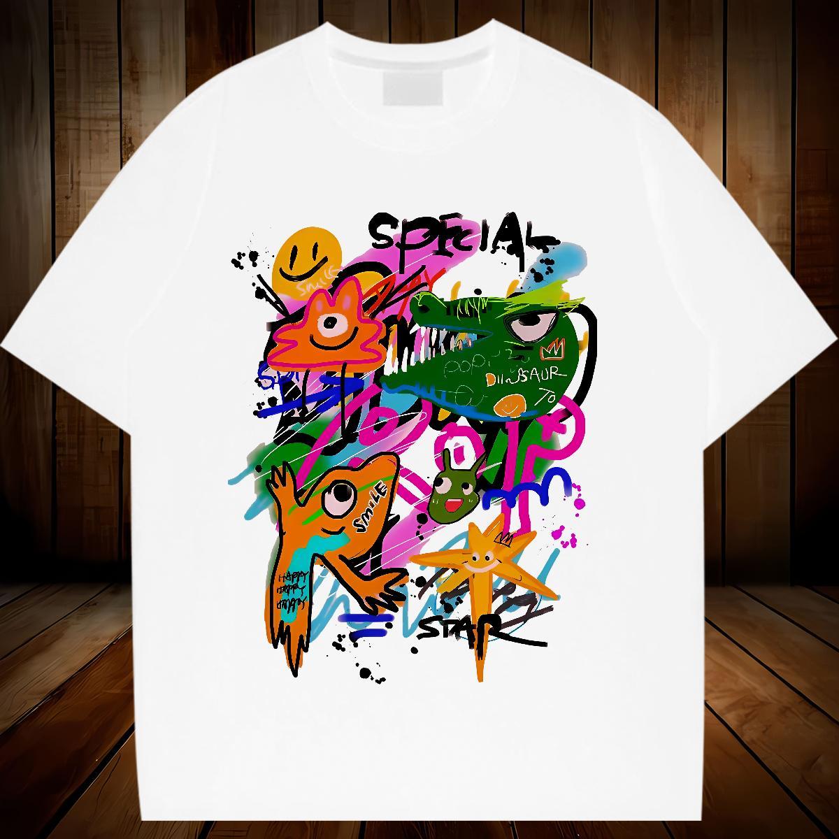 Free Shipping Woman Tshirt 100% Cotton 230g cartoon Beach Women T Shirts Breathable Crew Neck Custom Cartoon Tops