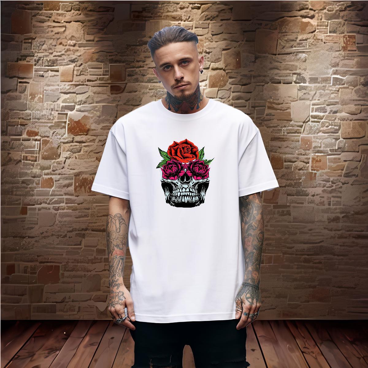 TOP Quality T Shirts Men 230g Cotton flower Street Casual DIY Logo Oversized Crew Neck Breathable Men Tops Tees Fashion Design Tshirts
