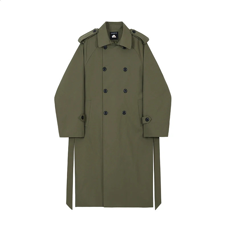 IEFB Autumn Mens Windbreaker Medium Length Over Knee Loose Korean Handsome Trend Trench Coat With Belt Casual 9Y5488 240822