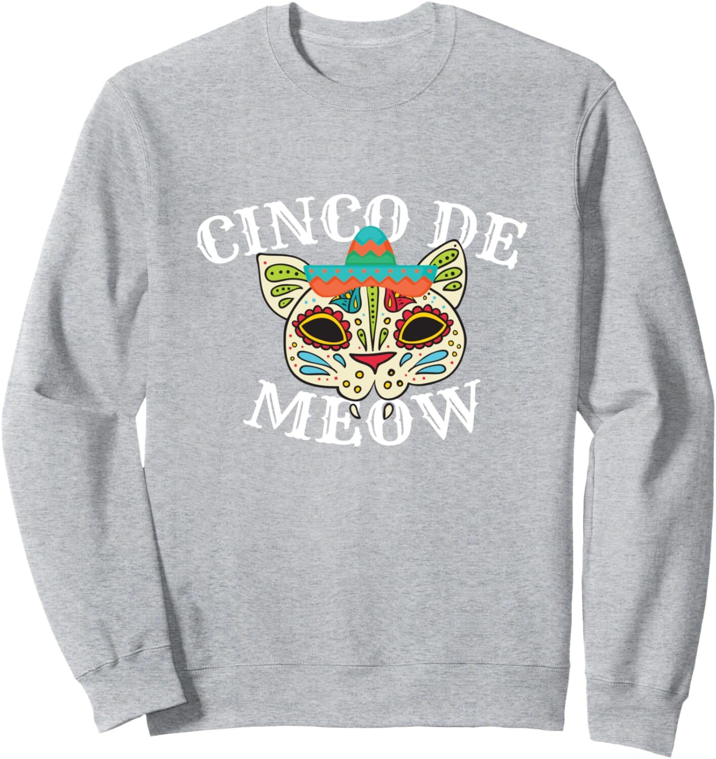 Long Sleeve Shirts for Men sweatshirt Cinco de Meow Cat Sombrero Cinco De Mayo Funny Gift Sweatshirt T shirt Tee Streetwear Casual tops clothes