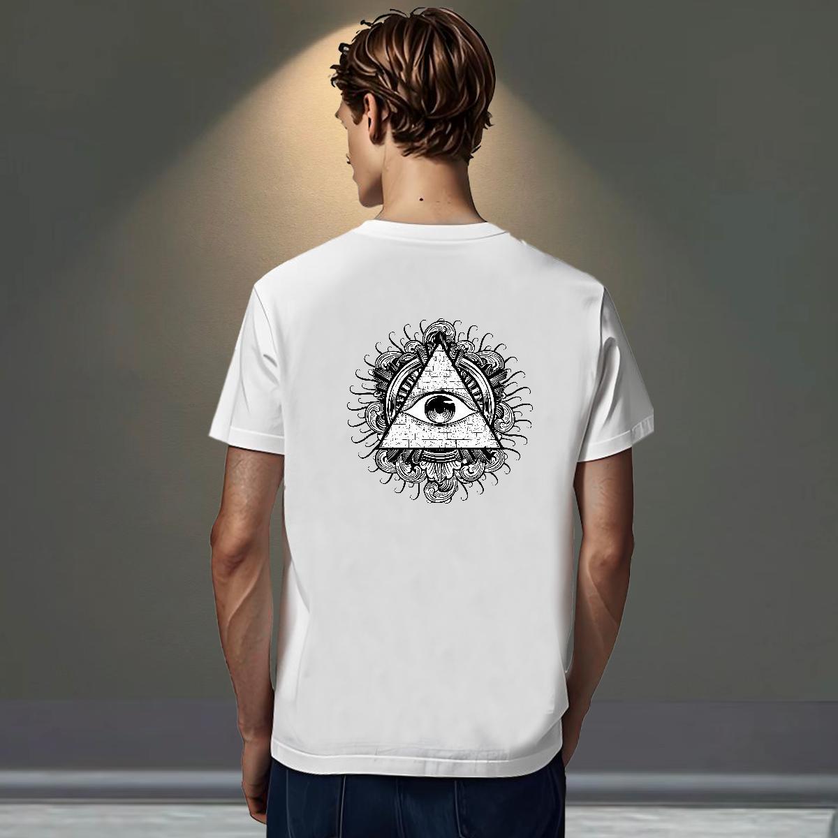 Comfortable T-Shirts for Men 230g 100% Cotton eye of the devil Hip Hop Street Black Oversized O-Neck Short Sleeve Mens Tshirts New Clothes