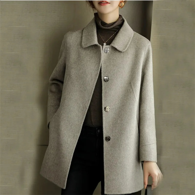 High-End Woolen Jacket Womens Long Section Spring Autumn Winter Outwear Korean Casual Short Wool Coat Female Tops 240822