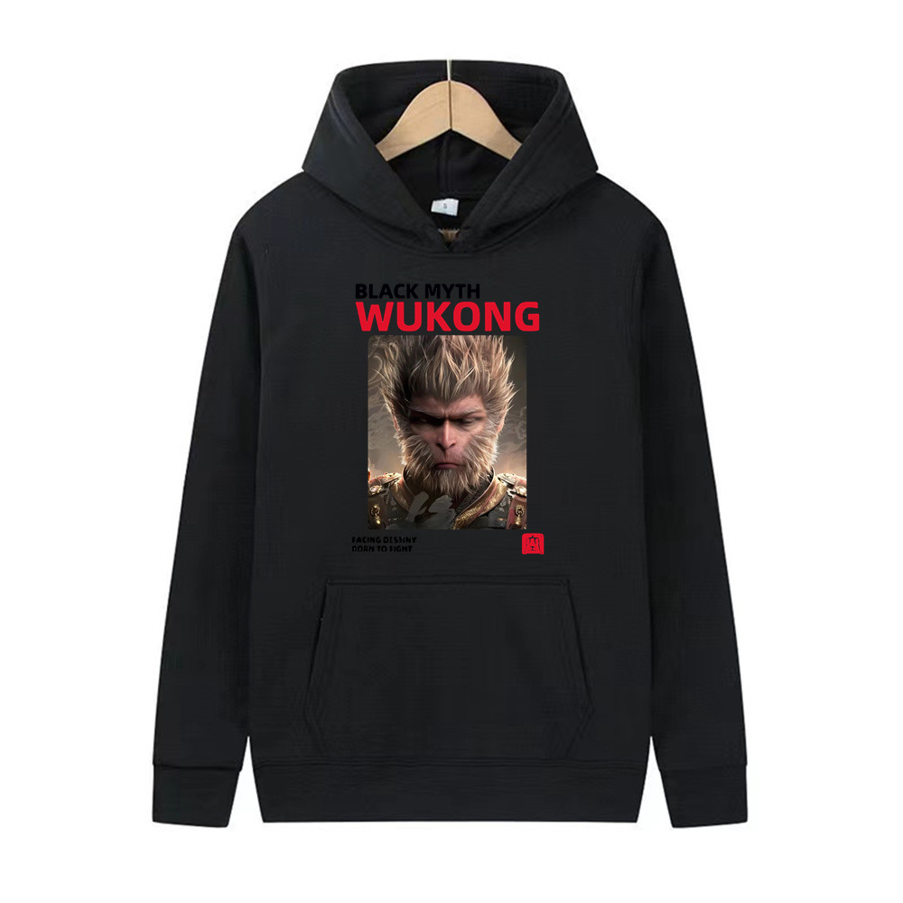 Black Myth Wukong Fashion Trend Printed Top Sports Loose Casual Hoodie Hoodie Long Sleeves