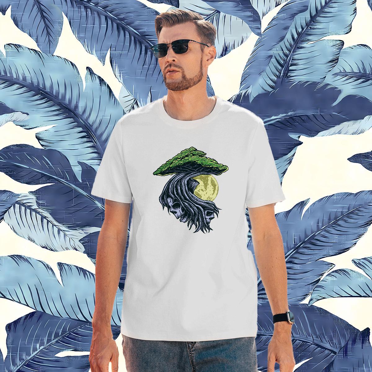 Unisex T-Shirts for Men 230g Pure Cotton skull Hip Hop Street Cartoon Printing L-4XL Breathable Men Tees Custom Clothes