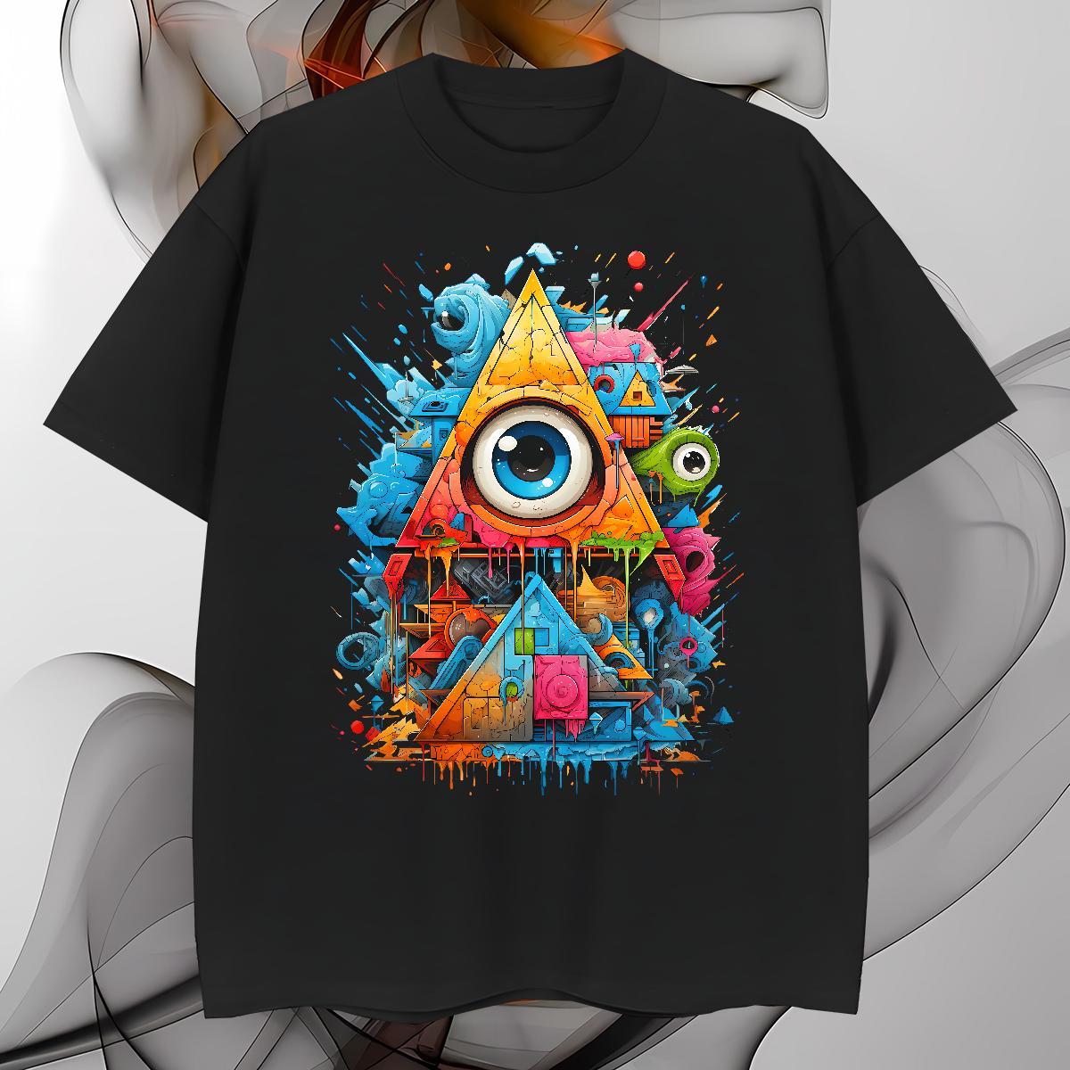 Comfortable T Shirt For Man 230g 100% Cotton eye of the devil Casual Oversized 4XL Crew Neck Breathable Couples T Shirts New Tops Shirt
