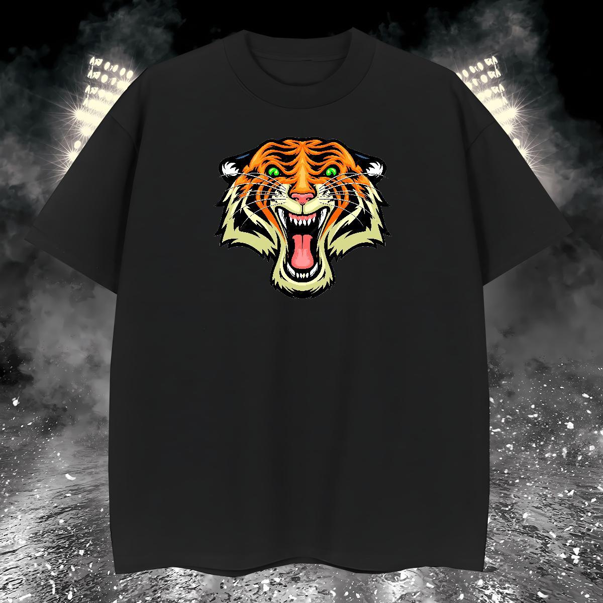 Cool Design T-Shirts 230g Pure Cotton tiger Spring Summer Custom Anime Breathable Crew Neck Men Tees Stylist Clothes