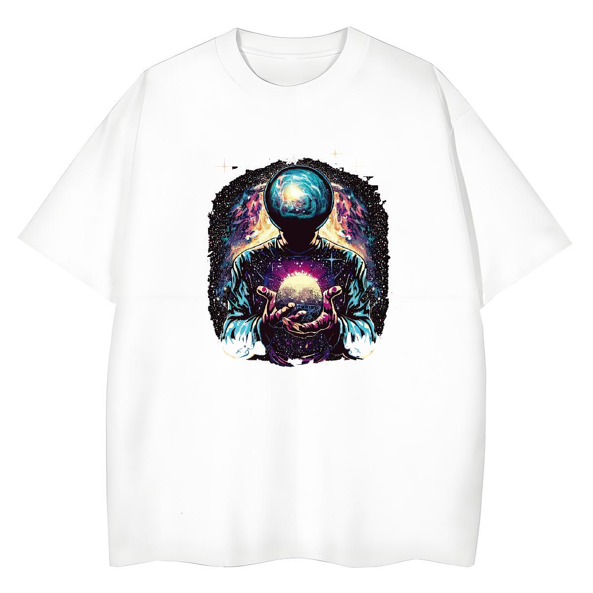 Lady Couples T Shirts 230g Pure Cotton universe Daily Wear Women T Shirts Breathable Crew Neck Anime Print Clothes Shirt