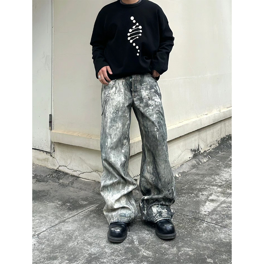 3d Digital Printed Jeans for Mens Summer New Washed Camouflage Loose Wide Leg Casual Versatile Pants