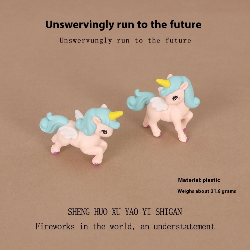 Adorable Mini Unicorn Micro Scenes - Handcrafted Plastic DIY Desktop Ornament Set for Your Office Space
