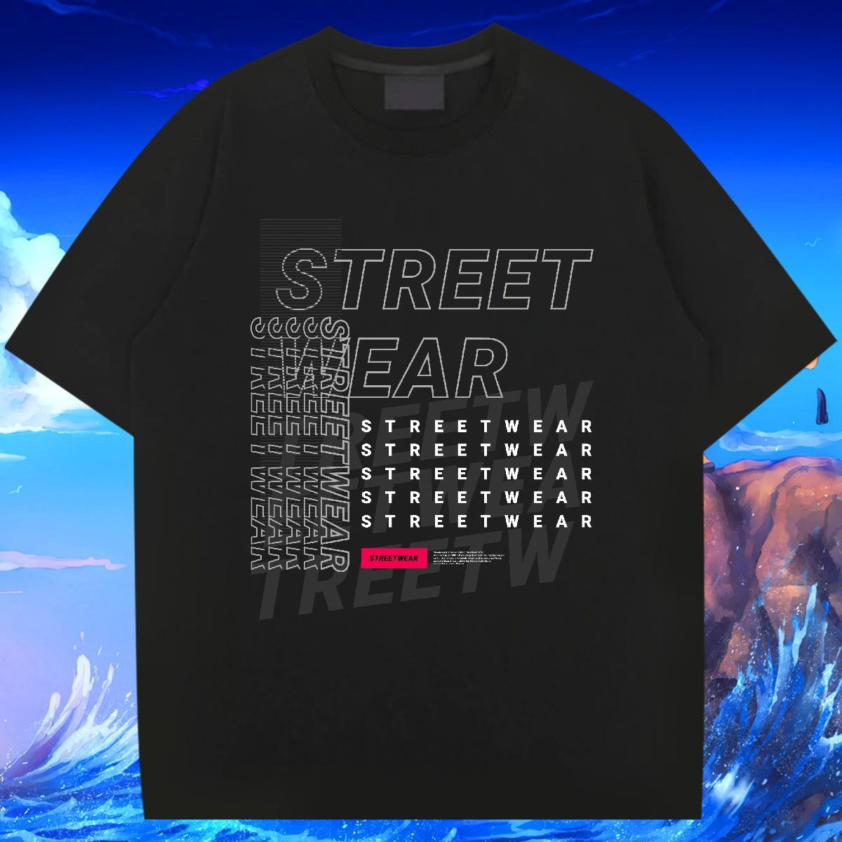 Cool T-Shirts 230g Cotton letter Casual Beach Black White Breathable Crew Neck Men Clothes T-Shirt Custom Tops Shirt