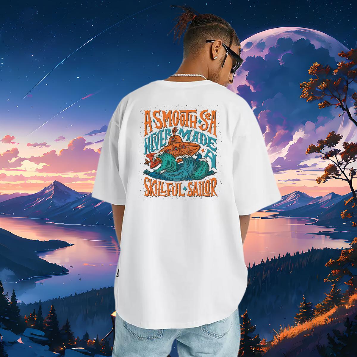 Popular T-Shirts 230g 100% Cotton sea wave Beach Custom Printing Short Sleeve O-Neck Mens Tshirts Designer Fashion Tee Shirt