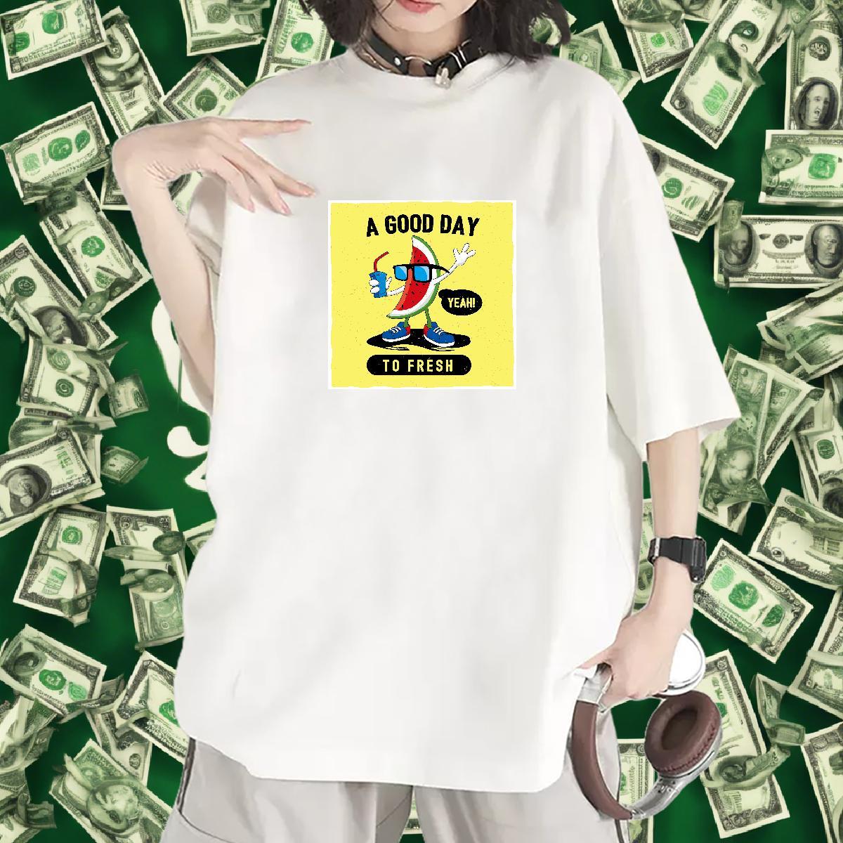 Soft Woman Tshirt 230g 100% Cotton letter Spring Summer Women T Shirts O Neck Short Sleeves Cartoon Print Tees