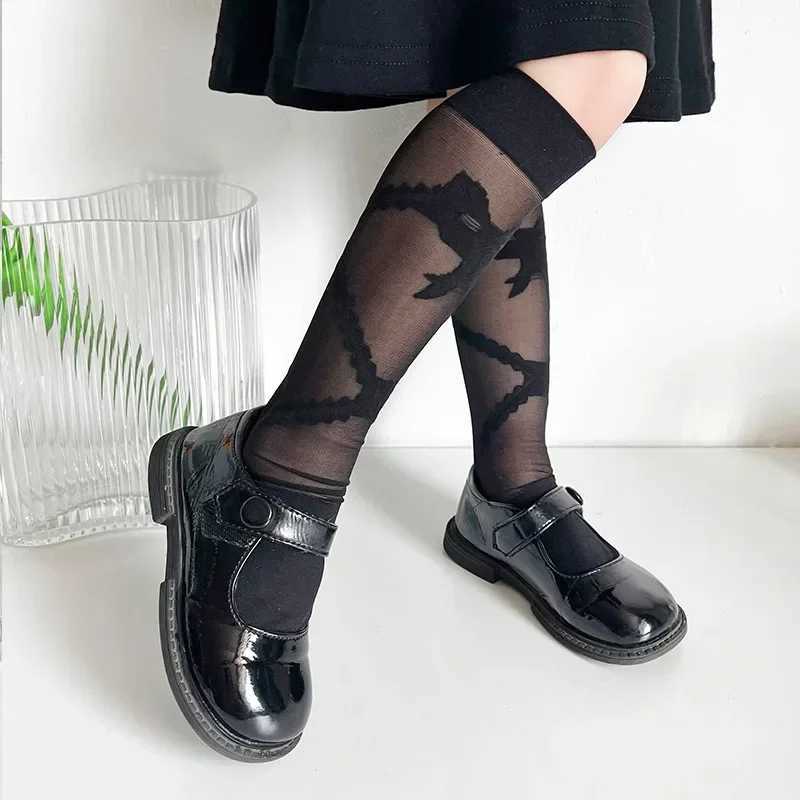 Korean girl JK silk socks fashionable heart-shaped bow childrens calf socks summer JK thin soft breathable childrens socks X2503221