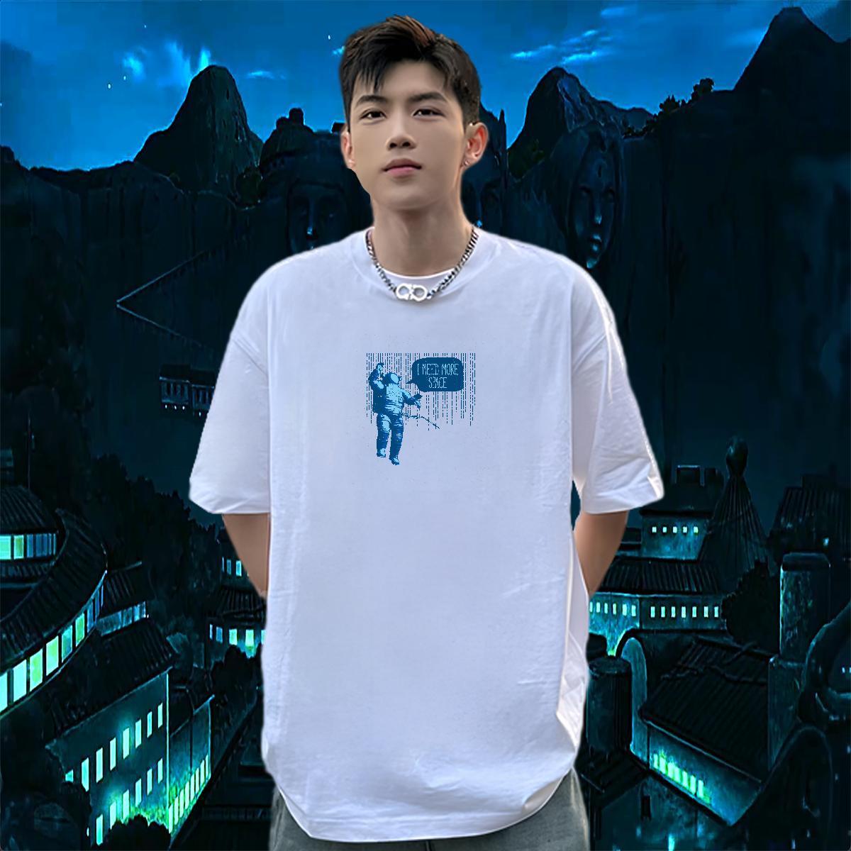 Loose Men T Shirts 230g Cotton spaceman Outdoor Oversized 3XL 4XL Breathable Mens Tshirts Brand Clothes