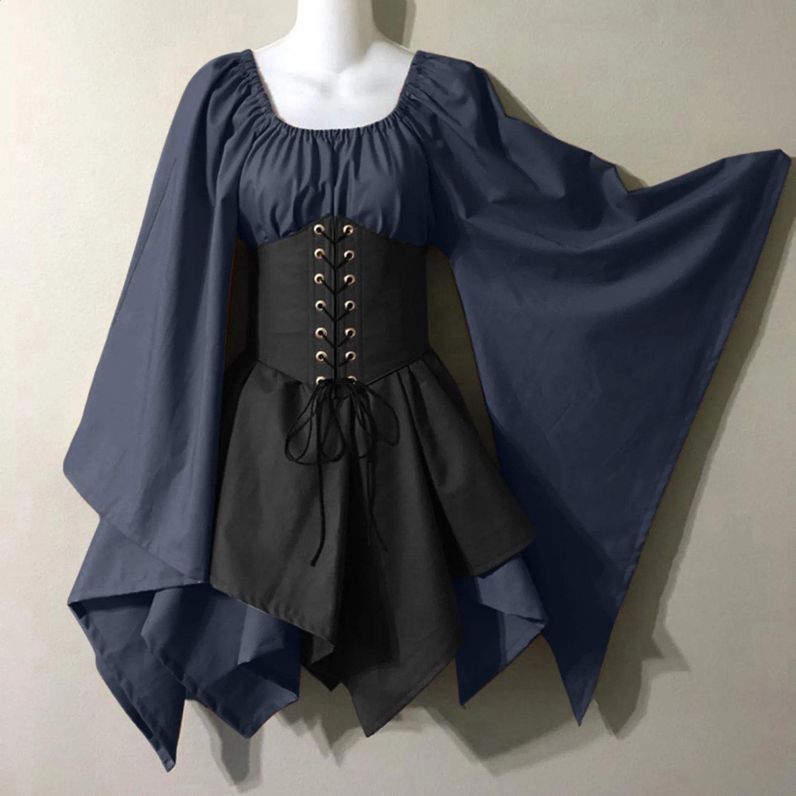 Medieval clothing womens flared sleeves Irish shirts and corsets traditional dresses Halloween mature 240823