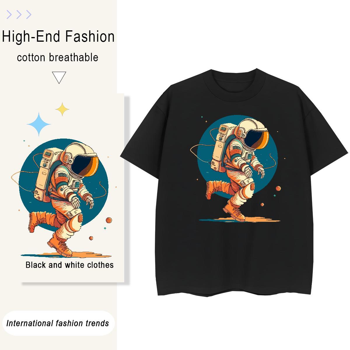 Comfortable Women Tshirts 230g Cotton universe Summer Casual Woman T Shirts Breathable Crew Neck Graphic Wear