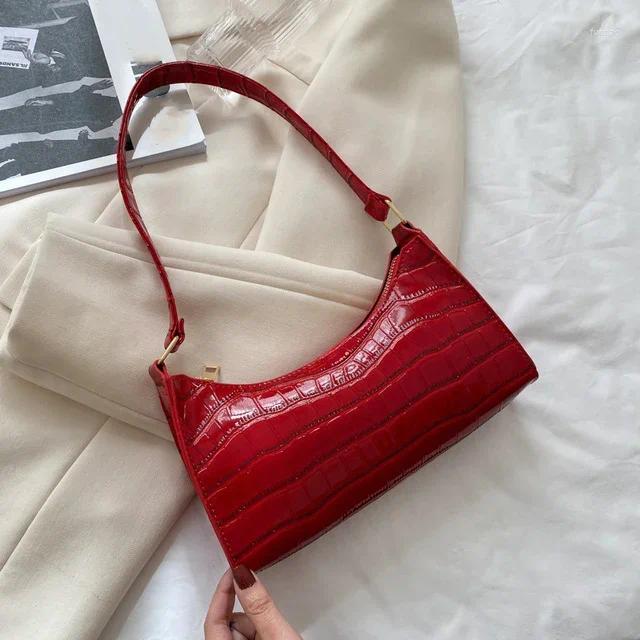 Shoulder Bags Fashion PU Leather For Women Alligator Pattern Armpit Handbag Female Small Underarm Messenger Bag Purse