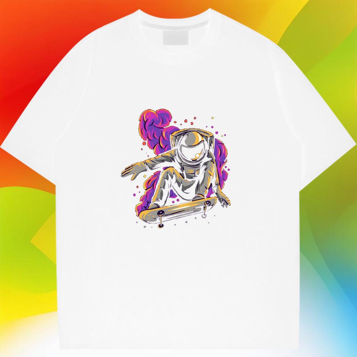 Unisex Couples T Shirts 100% Cotton 230g universe Beach T Shirts Women Breathable Crew Neck DIY Printed Tee Shirt