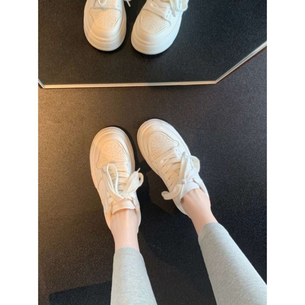 Ddmysports Leather Version Thick Sole Height Increasing Small White For Women New Sports And Leisure Board Shoes OUTDOOR