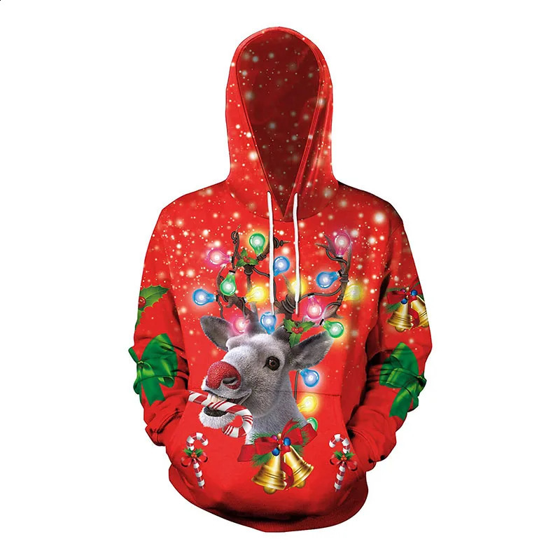 3D Print Ugly Muscle Graphic Christmas Hoodie For Men Funny Cat Christmas Carnival Masquerade Tracksuit Mens Pullover Sweatshirt 240823