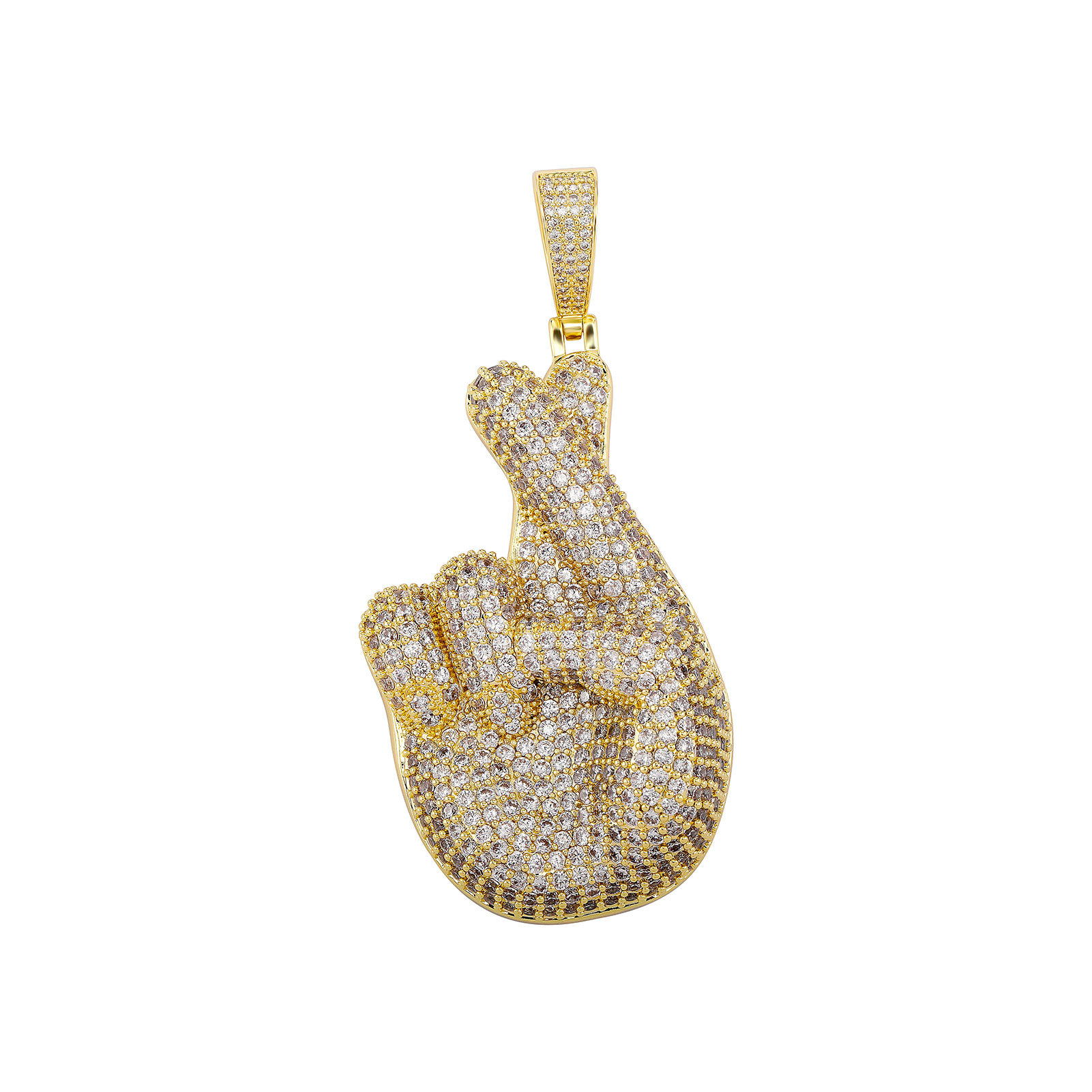 Hip Hop Palm Heart Shape Pendant Necklace 5A Zircon White Gold Plated Lover Jewelry Gift