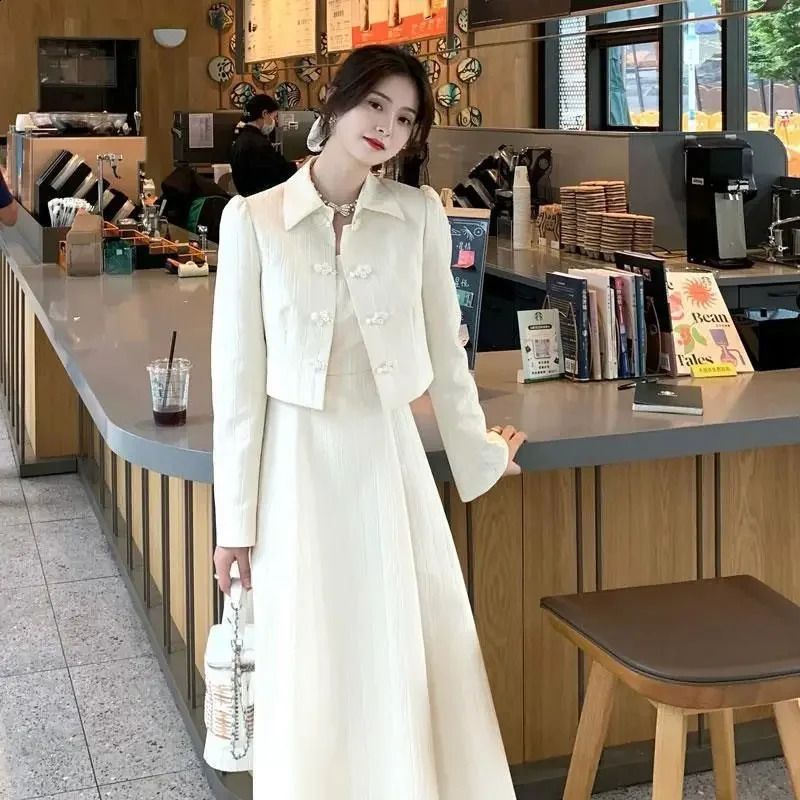 Insozkdg Women Dresses Set Elegant Office Lady Formal Two Piece Skirt Suit Female Casual Long Sleeve Jacket with 240823