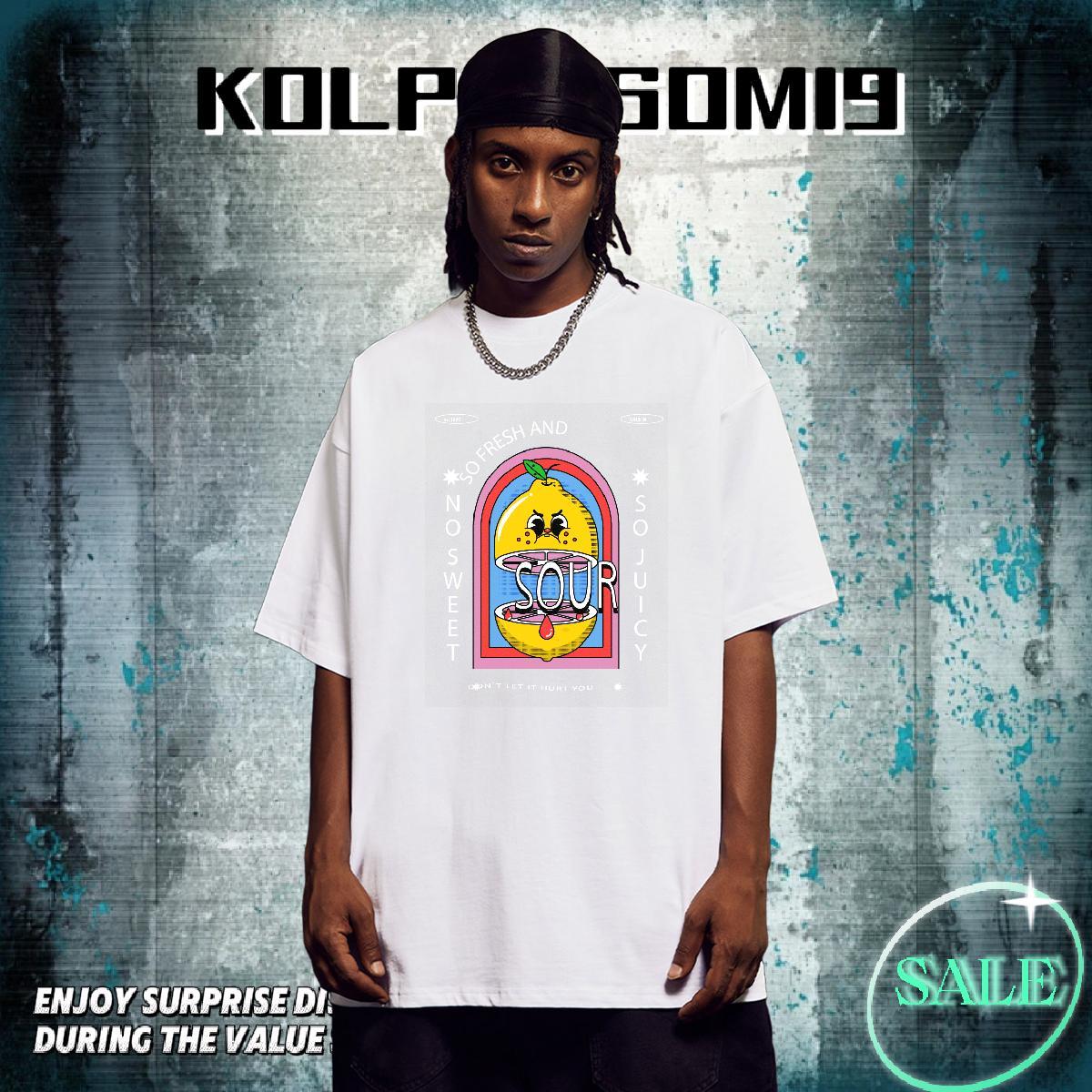 Popular Mens T Shirts 230g Pure Cotton sour Summer Casual Asian Size Breathable Men Tops Tees New Arrival Tops Shirt