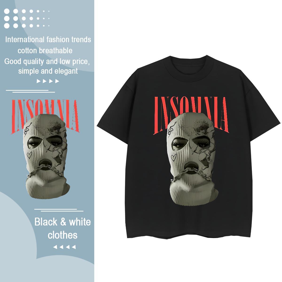 Loose fit Women Tees 100% Cotton 230g Masked man Home Outdoor T Shirt For Woman O Neck Short Sleeves DIY Printed Tshirts