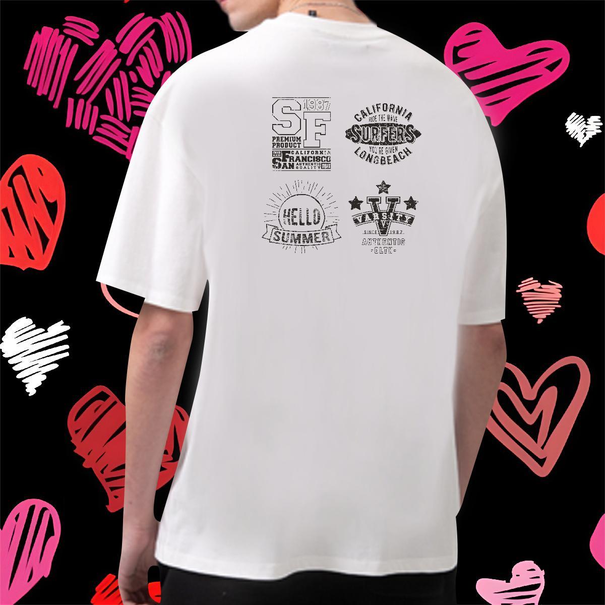 Comfortable Mens T Shirts 100% Cotton 230g letter Outdoor Black Oversized Breathable Short Sleeve Mens Tshirts DIY Tees