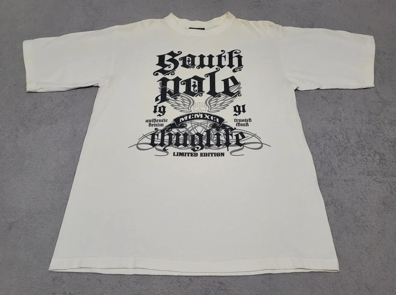 Vintage Antarctic Mens Medium White Skull Hip Hop American Y2K 2000 Long Sleeve or Short 240823