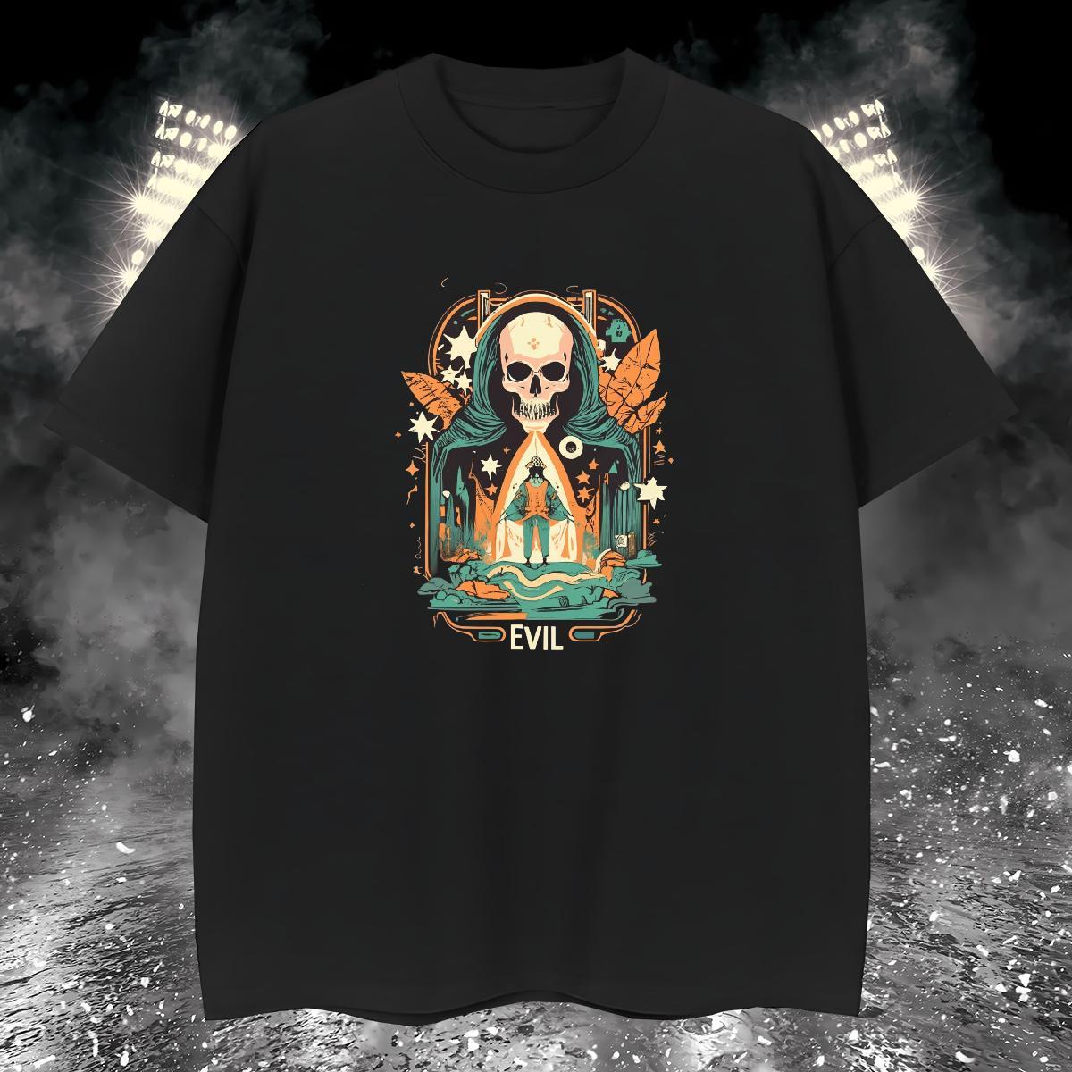 Popular T-Shirts for Men 100% Cotton 230g skull Spring Summer Floral Print Breathable Mens Tshirts 2024 DIY Clothes